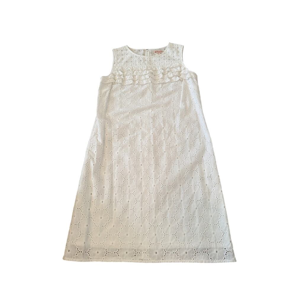 Brooks Brothers White Red Fleece Eyelet Dress NWT Size 8